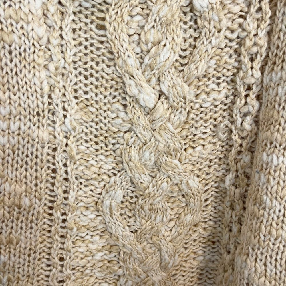 Free People cable knit Poncho Sweater in beige tan one size LARGE - Picture 4 of 6
